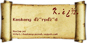 Keskeny Árpád névjegykártya
